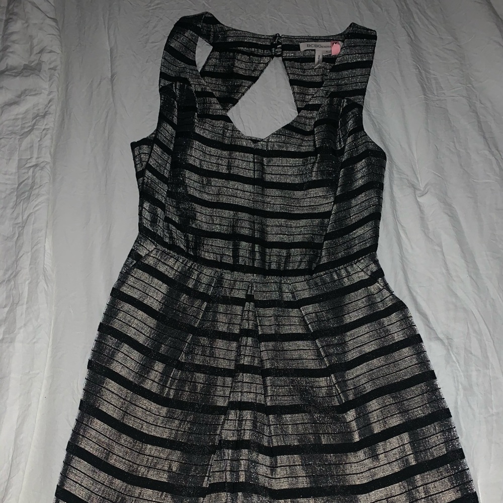 Silver metallic and black romper